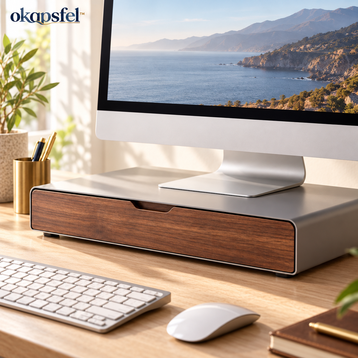 Monitor Stand with Storage Drawer product view 1 by okqpsfel™