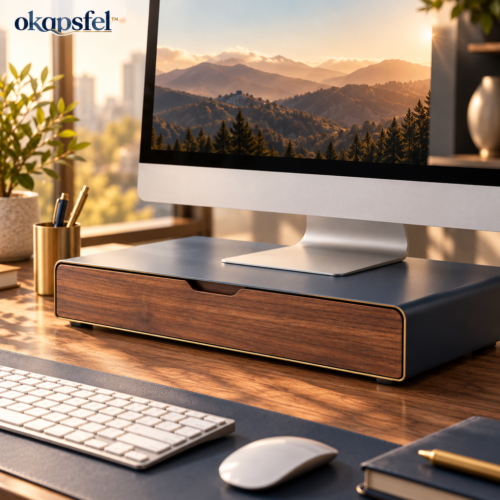Monitor Stand with Storage Drawer product view 2 by okqpsfel™
