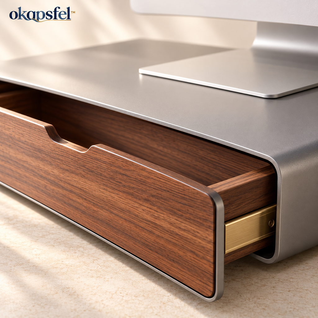 Monitor Stand with Storage Drawer product view 4 by okqpsfel™