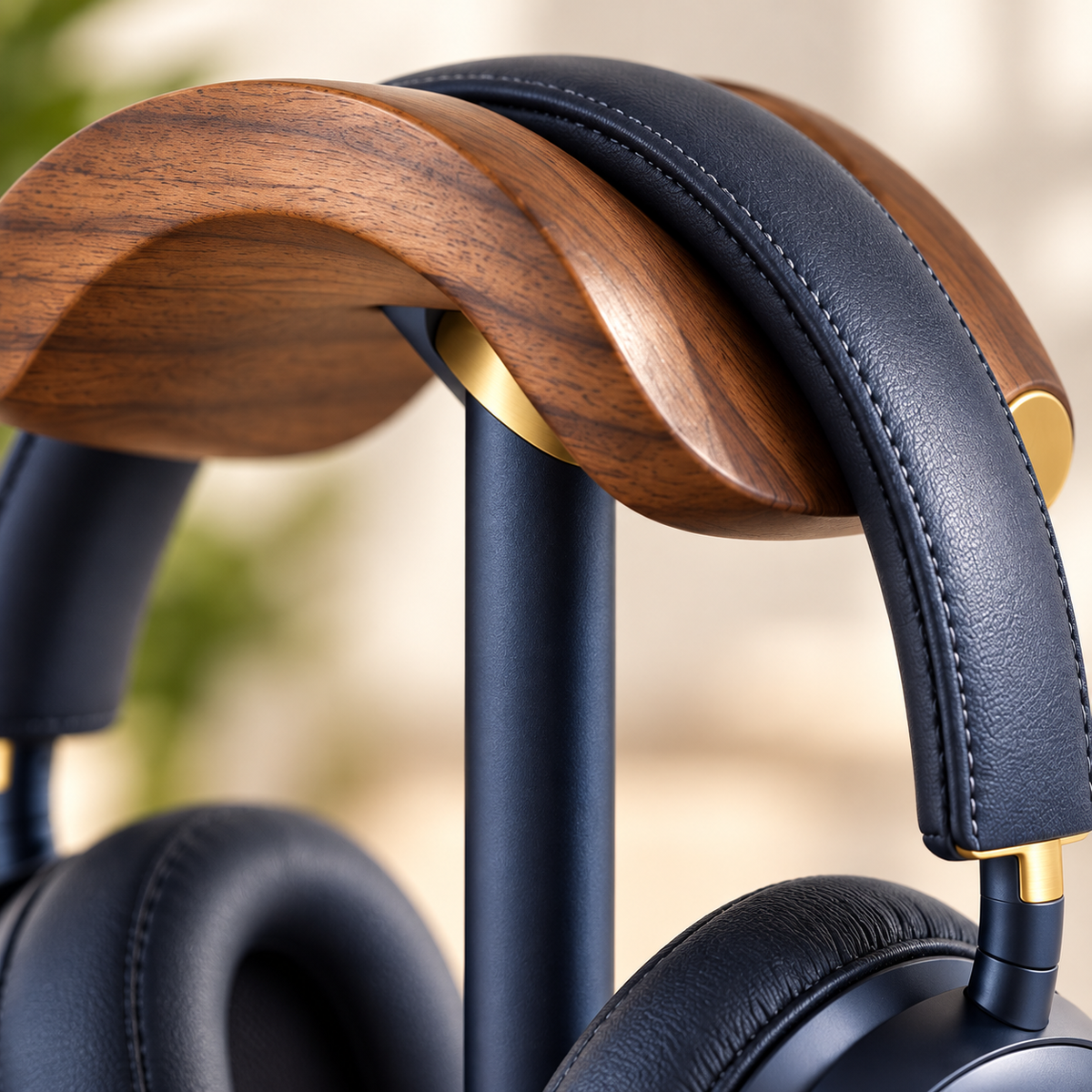Walnut-Look Headphone Stand product view 4 by okqpsfel™
