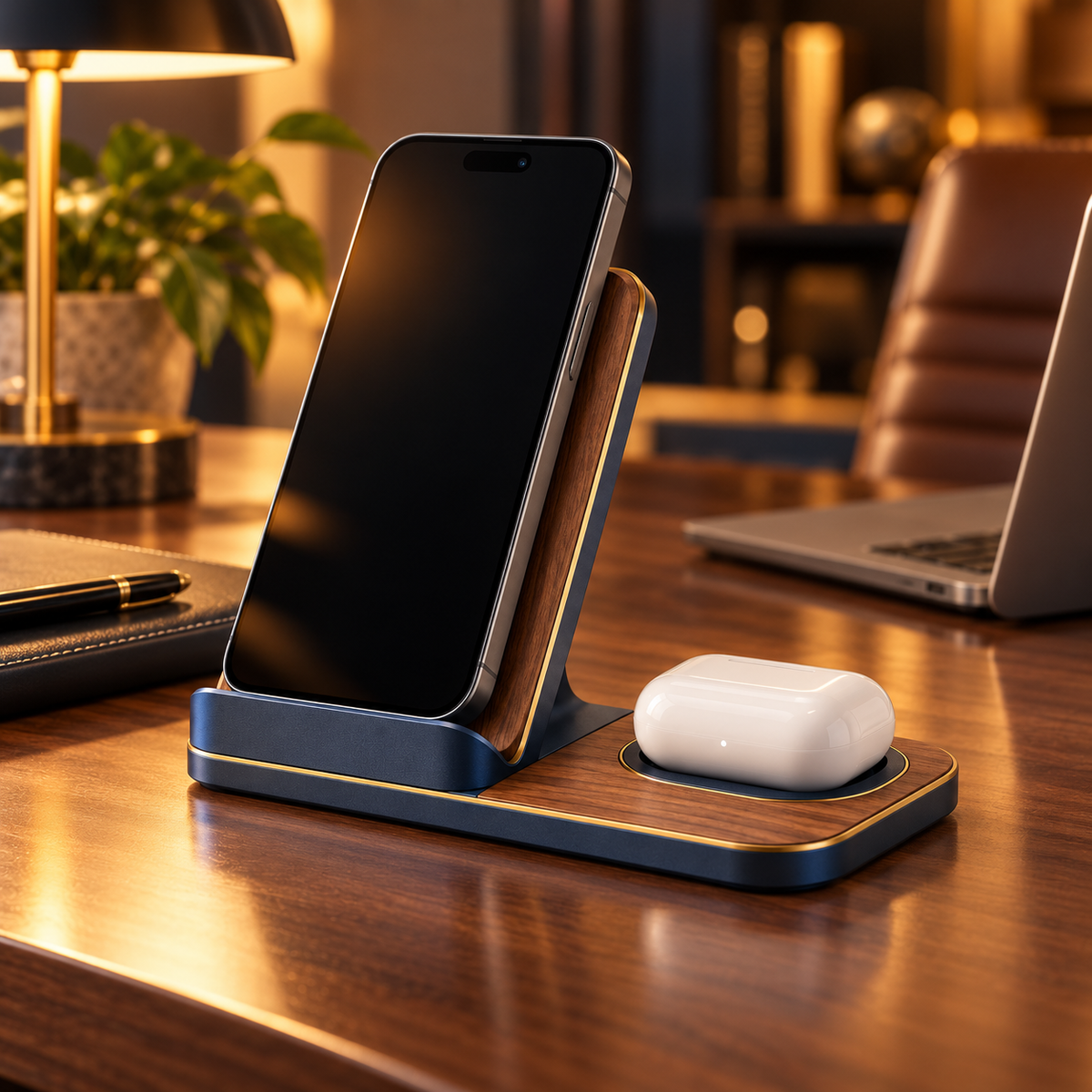 Phone and Earbuds Wireless Charging Stand product view 2 by okqpsfel™