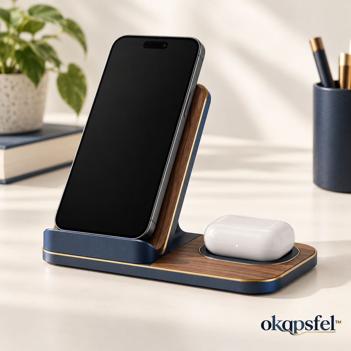Phone and Earbuds Wireless Charging Stand by okqpsfel™